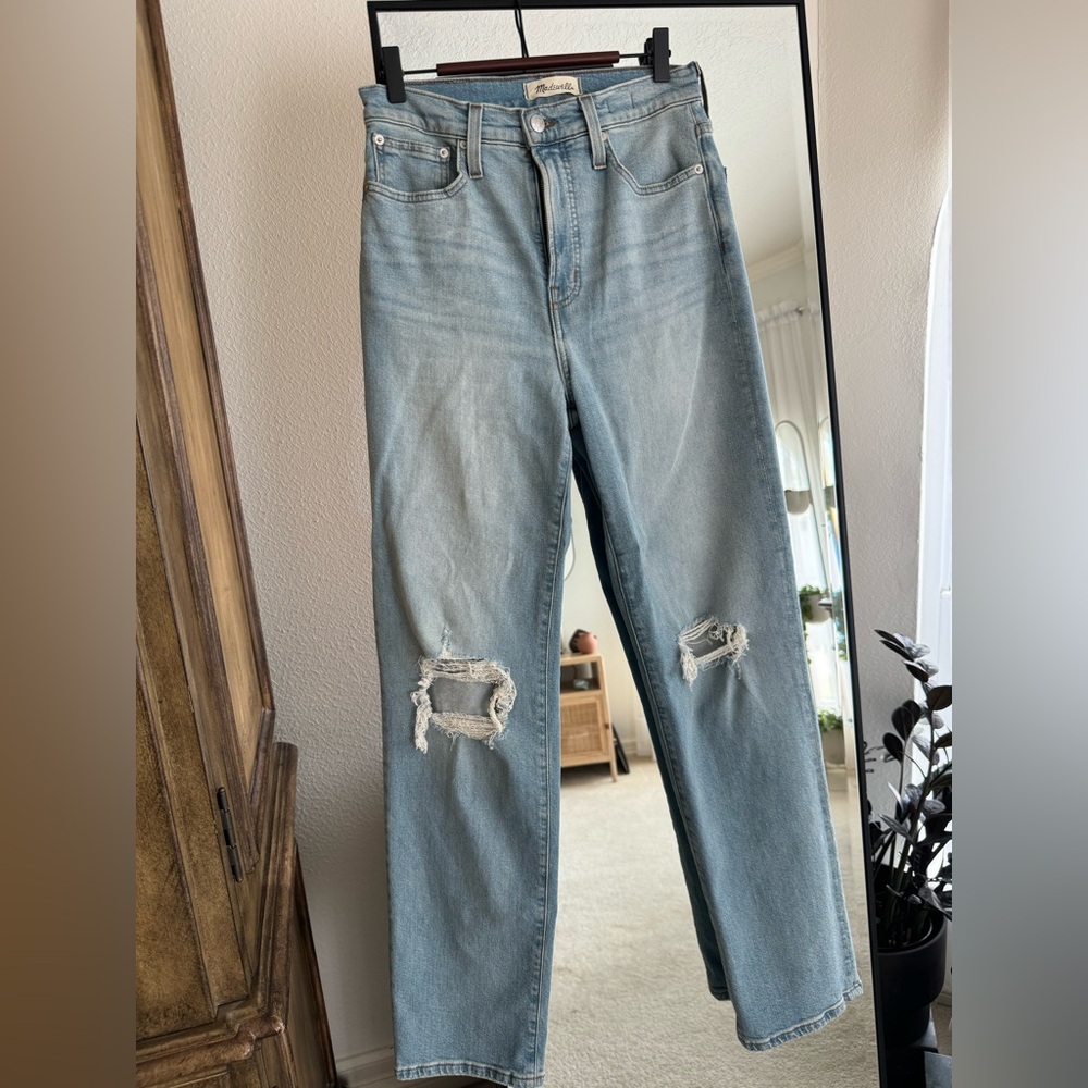 Madewell The Perfect Vintage Straight Distressed Jeans Light Wash 26